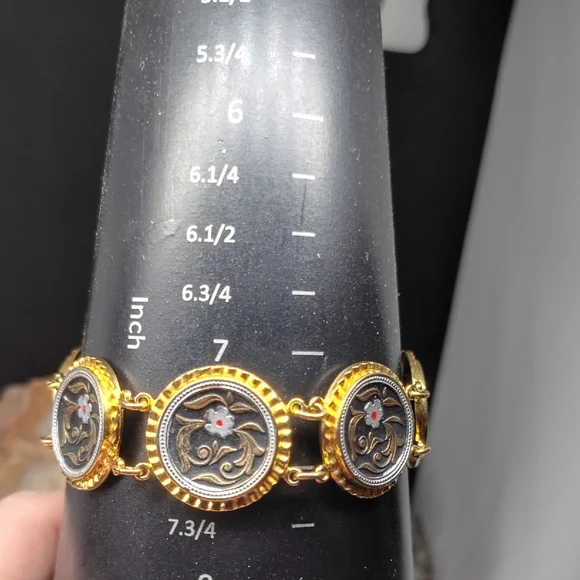 Vintage Toledo Damascene Link Bracelet - Picture 2 of 8